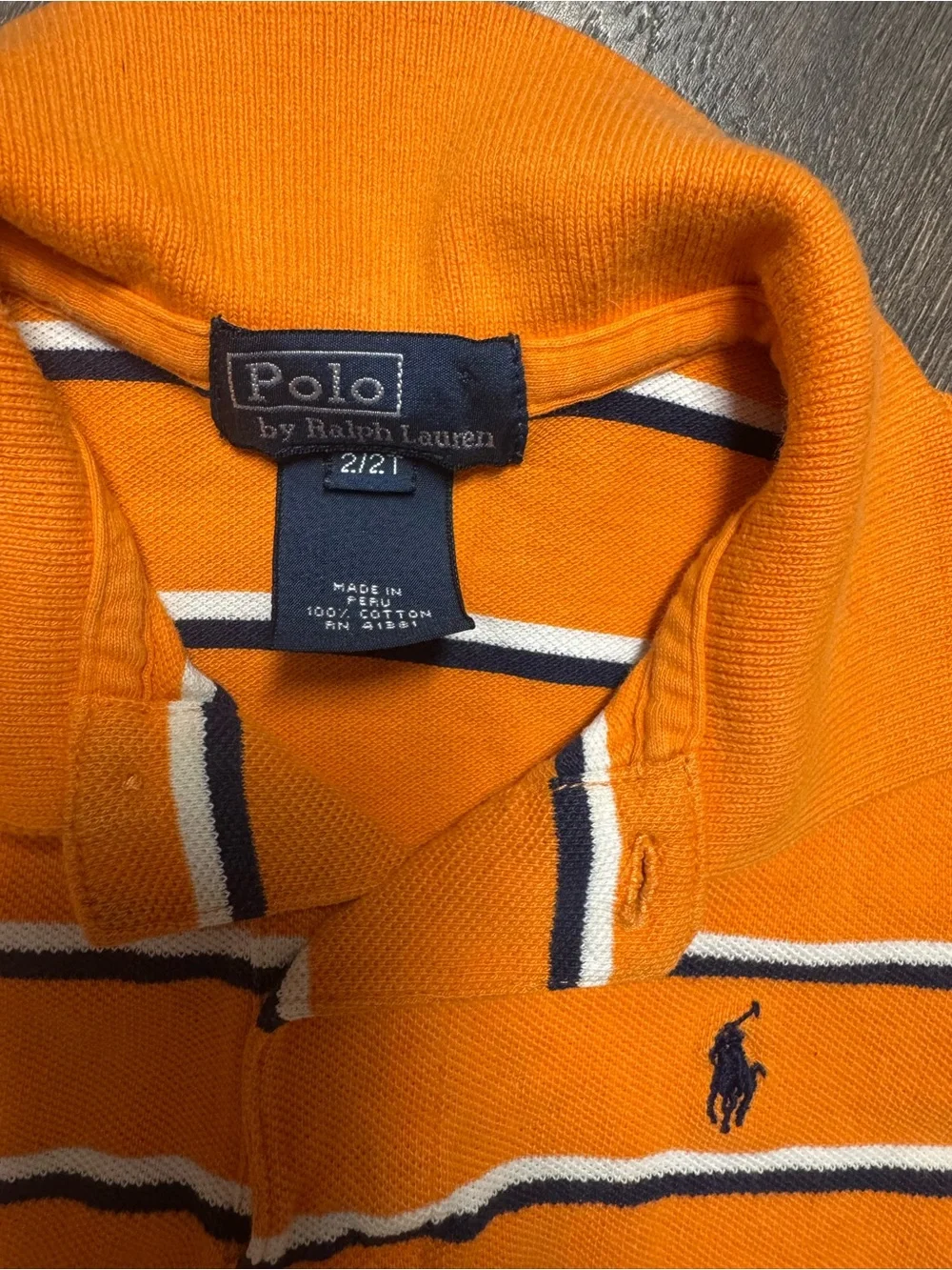 Polo Orange Striped Cotton Polo Shirt for Kids size 2T